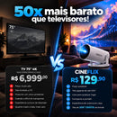 CineFlix HD™ - Seu Cinema em Casa! | Projetor Portátil + Tela 200” GRÁTIS