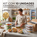 Kit com 10 Potes Herméticos de Vidro Borossilicato – 640 ml Cada