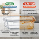 Kit com 10 Potes Herméticos de Vidro Borossilicato – 640 ml Cada